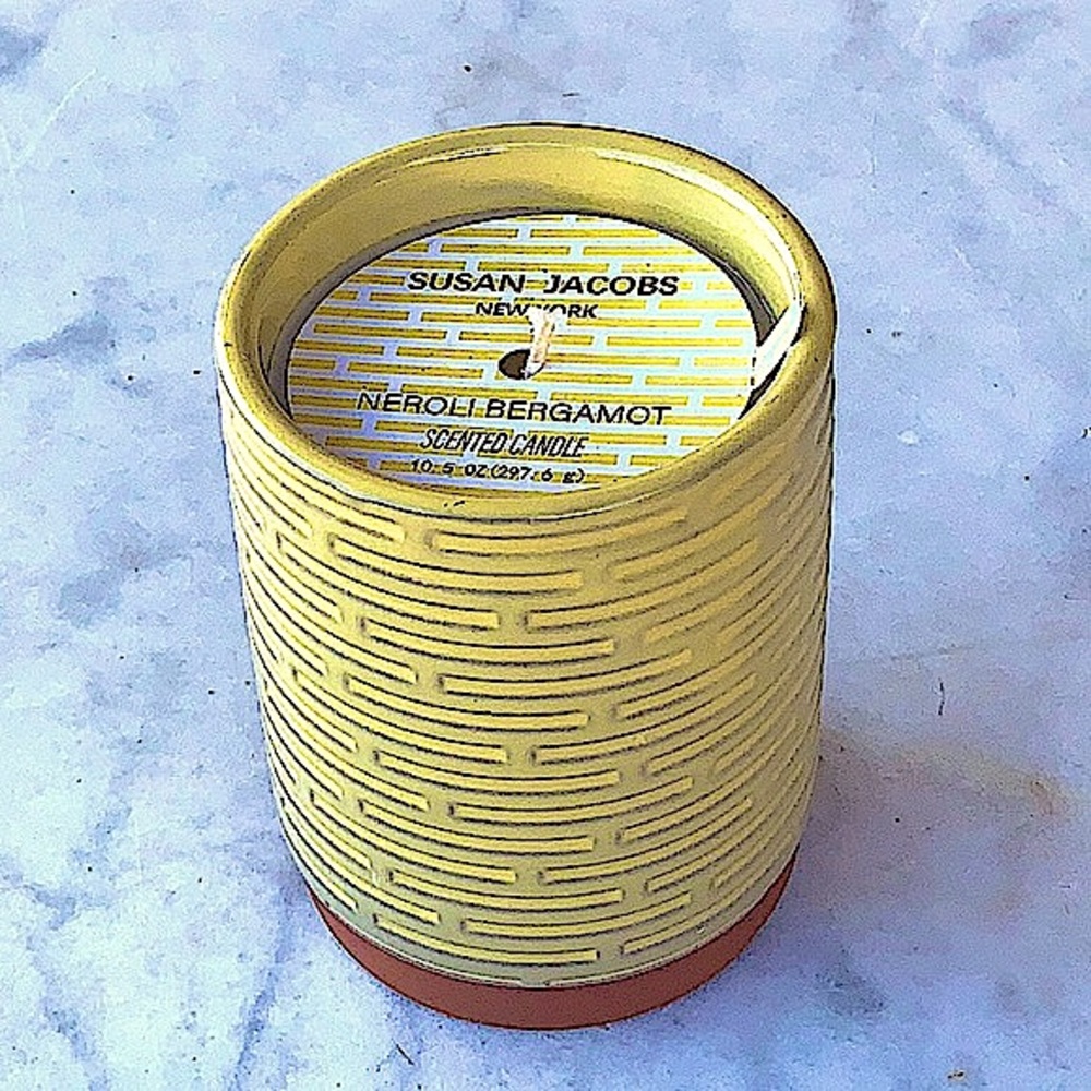 SUSAN JACOBS NEW YORK CANDLE NEROLI BERGAMOT YELLOW TERRACOTTA NEW 1 WICK 10.5oz